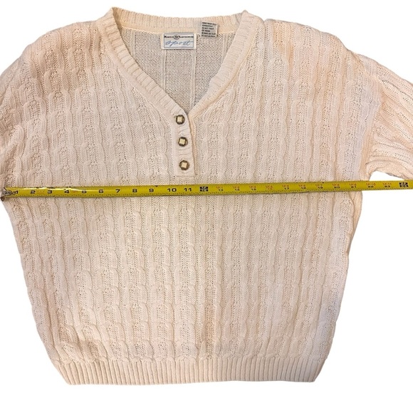 Vintage Maggie Lawerence Sport White Cotton Blend Cable Knit Sweater Size Small - Picture 10 of 12